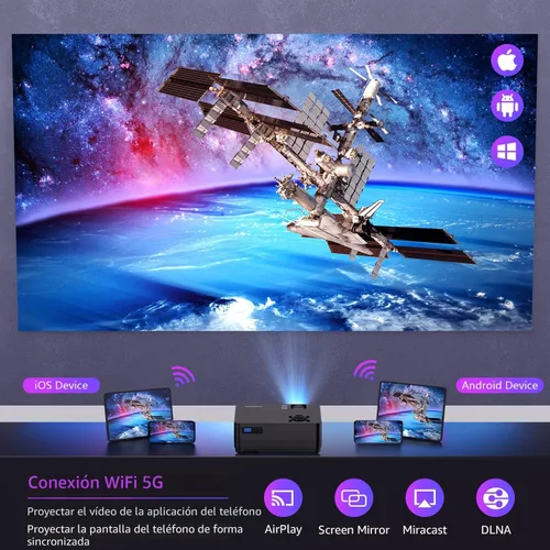 Miniatura 3 de Proyector con WiFi 5G y Bluetooth, proyector nativo 1080P [pantalla de proyector incluida], proyector de película Full HD 18000LM, pantalla de cine
