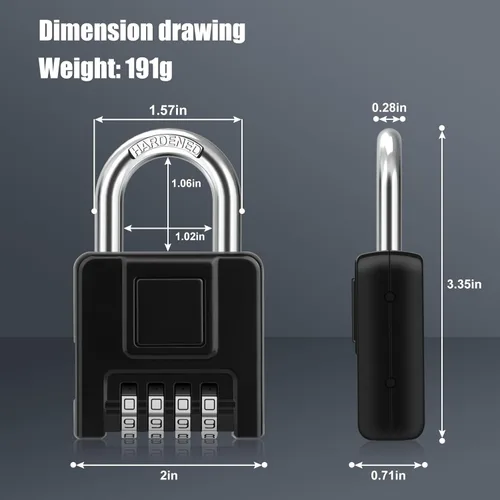 Miniatura 2 de Diyife - Cerradura de combinación grande para exteriores, resistente a la intemperie, 4 dígitos, reiniciable para uso al aire libre, para escuela