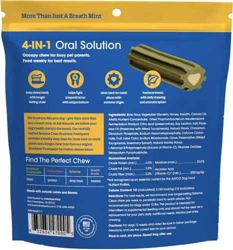 Miniatura 2 de Ark Naturals Extreme Clean Pasta de dientes sin escobillas para razas pequeñas, bolsa de 12 onzas, masticable dental para perros de larga duración