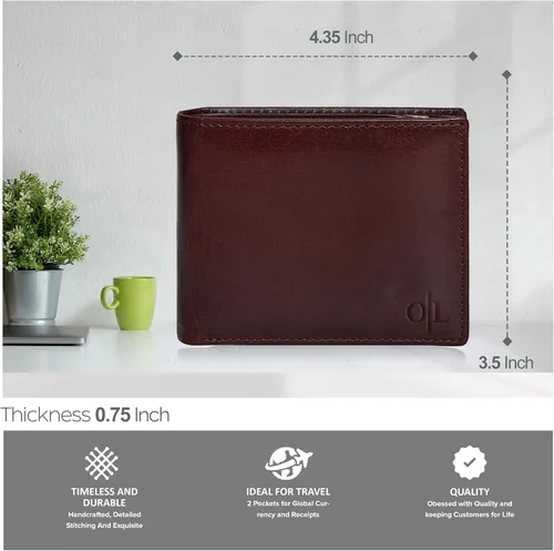 Miniatura 5 de Carteras RFID delgadas para hombres - Cartera de bolsillo frontal de piel genuina