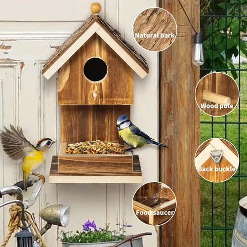 Miniatura 2 de Casas de pájaros para colgar en el exterior, comedero para colibríes, cardenal Wren, pájaros silvestres, pájaros silvestres, pequeña casa de pájaros