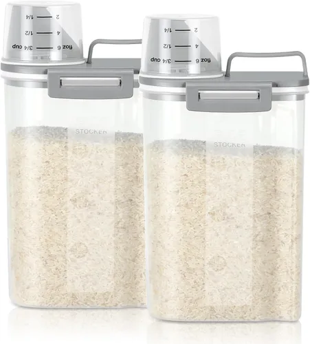 Miniatura 12 de TBMax Contenedor de arroz 1.8 kg / 4 libras Dispensador de arroz con taza de medición, contenedor de almacenamiento de alimentos para cocina