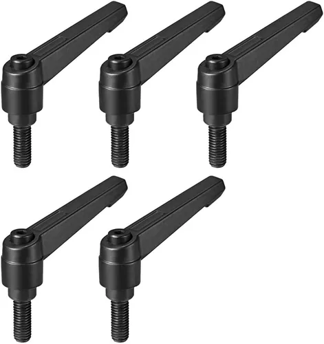 Miniatura 29 de uxcell 5 piezas de manija de palanca de sujeción ajustable M5 x 1.969 in de óxido negro métrico de acero al carbono macho roscado perillas de mano