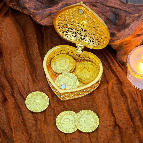 Miniatura 2 de TINGKU 13 palabras españolas Las Arras para Boda Católica, juego de monedas de unidad de boda con caja en forma de corazón, Arras de Boda Cristiana