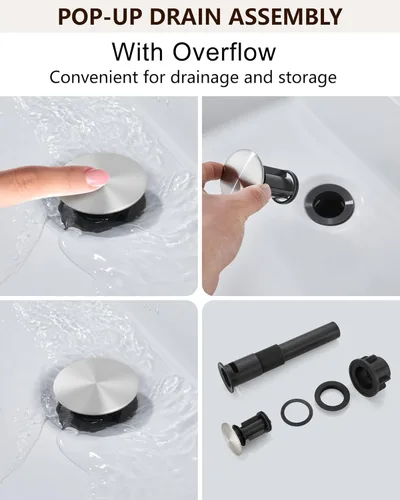 Miniatura 5 de Midanya - Grifo de baño con boquilla tipo cascada, de un agujero o tres agujeros para montaje en cubierta, grifo de lavabo de acero inoxidable 304