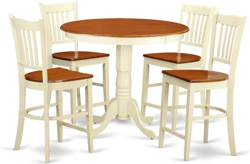Miniatura 9 de East West Furniture JAGR3-OAK-W - Juego de mesa de comedor de 3 piezas de altura de encimera de cocina contiene una mesa redonda de madera con Roble