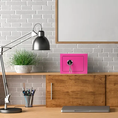 Miniatura 6 de Luwint Caja de seguridad pequeña de acero con cerradura de llave, 0.3 pies cúbicos de seguridad para el hogar para montaje en pared, caja de bloqueo
