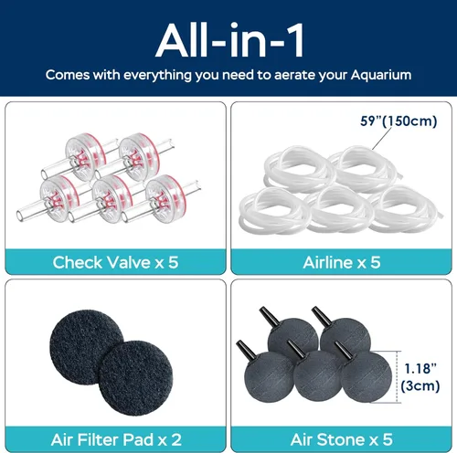 Miniatura 6 de AquaMiracle Aquarium Air Pump 3W/6W/10W, Super Quiet Powerful Fish Tank Air Pump with Double-Layer Sound Insulation, Adjustable Pond Aerator Pump
