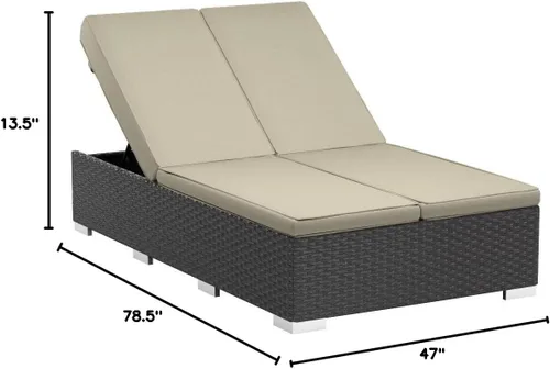 Miniatura 3 de Modway Sojourn - Tumbona doble de mimbre para patio al aire libre, color beige chocolate
