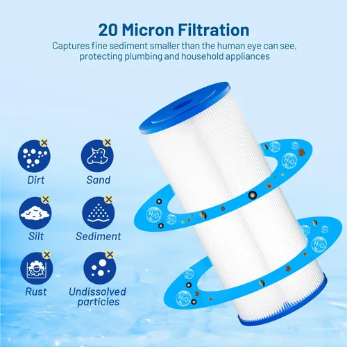 Miniatura 3 de FXHSC - Cartucho de filtro de agua plisado de poliéster de 20 micrones, 10 x 4.5 pulgadas, repuesto para ECP20-BB, S1-BB, W20CLHD, SPC-45-1020