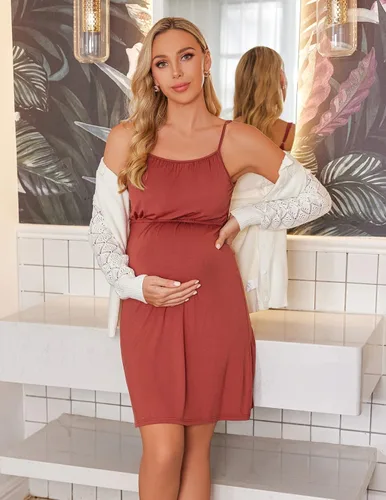 Miniatura 3 de Ekouaer Women's Nursing Nightgown Maternity Dress Breastfeeding Gown Full Slips Sleepwear