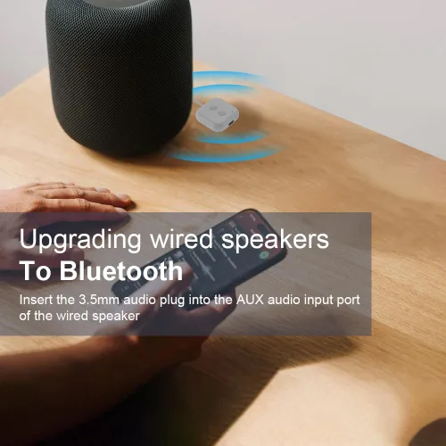 Miniatura 4 de Receptor transmisor Bluetooth 5.3 para hasta 2 auriculares, adaptador de audio auxiliar de 0.138 in de doble enlace, transmisor inalámbrico Negro