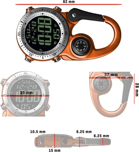 Miniatura 7 de Dakota Clip digital, reloj de clip, alarma, cronómetro, temporizador y reloj de doble hora, regalos al aire libre para hombres y mujeres, uso