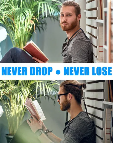 Miniatura 7 de BILIONE Juego de 4 correas deportivas para lentes para hombres, cordón ajustable (cuero/silicona/elástico/cuerda de nailon), soportes alrededor