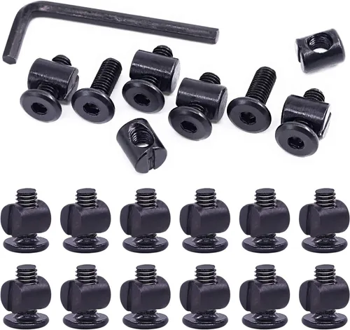 Miniatura 22 de Swpeet 25 tornillos de cabeza hexagonal M6 de 3.150 in, color negro, para cuna, cuna y tuercas de barril con 1 llave Allen, perfecta para muebles