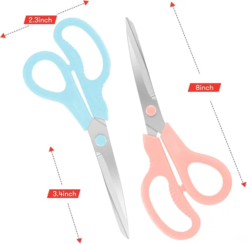 Miniatura 4 de Niutop Tijeras multiusos de 8 pulgadas, resistentes, ergonómicas y cómodas tijeras de agarre para oficina, hogar, escuela, arte y manualidades Rosa