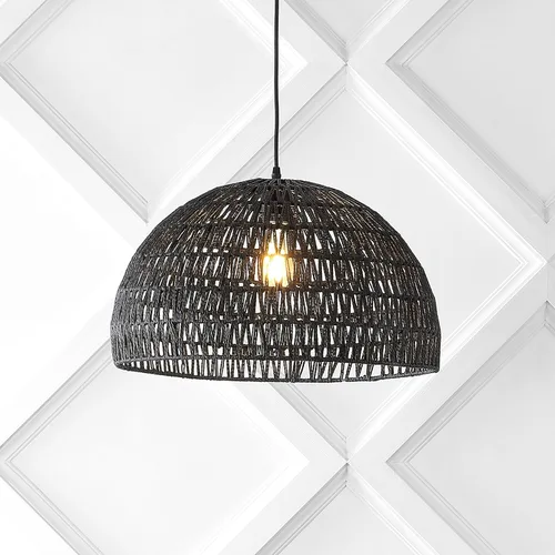 Miniatura 2 de JONATHAN Y JYL6504C Lámpara Colgante de Cúpula Tejida de 20", Luminaria Colgante Bohemia de Granja con Altura Ajustable para Isla de Cocina, Negro