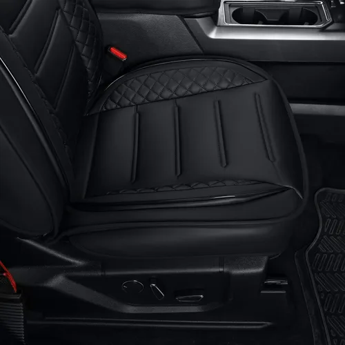 Miniatura 4 de LUCKYMAN CLUB Fundas de asiento de piel sintética para F150, compatibles con F150 SuperCrew 2015-2024, y F250 F350 F450 Super Duty Crew Cab Negro