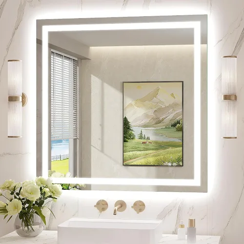Miniatura 10 de Espejo LED para baño de 20 x 28 pulgadas, espejos de tocador de baño iluminados con luces, espejo antivaho más brillante con iluminación frontal