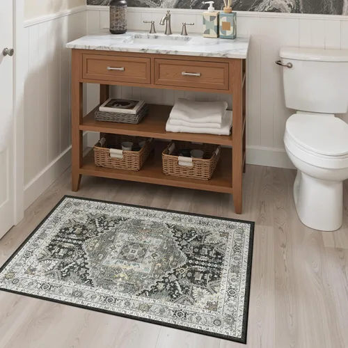 Miniatura 300 de Madane Tapete lavable de 2 x 10 pies para pasillo, cocina, recibidor, clásico, suave, antideslizante para interiores, casa de campo, baño, sala
