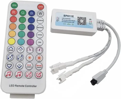 Miniatura 8 de WS2812B WS2811 1903 Micrófono incorporado Música SP601E Controlador Bluetooth con puertos de salida de señal dual para módulo LED Pixel Strip Light