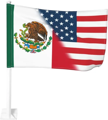 Miniatura 9 de Bandera de México con clip para ventana, 12 x 18 pulgadas, pancarta de decoración de automóvil de doble cara, protección UV de poliéster Bandera