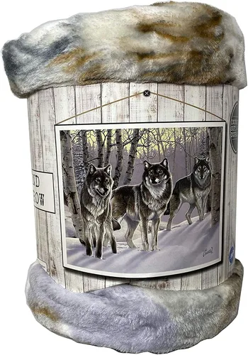 Miniatura 2 de The Northwest Company Heartland - Manta de peluche con diseño de historia del artista Al Agnew (Wolves) 50 x 60 pulgadas