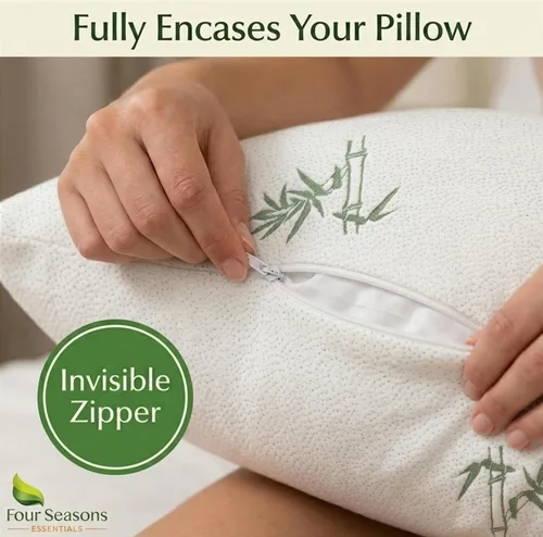 Miniatura 6 de Four Seasons Essentials Protector de almohada impermeable de tamaño corporal (juego de 1) – Viscosa natural derivada de bambú – Fundas de almohada