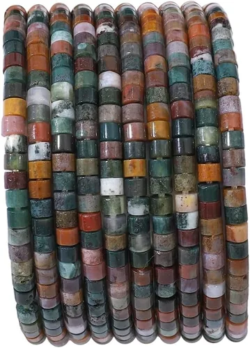 Miniatura 16 de BEADIA Cuentas de jade africano natural en cilindro corto 2x3mm 155 piezas Tubo cuentas sueltas semipreciosas para hacer joyas Diseño