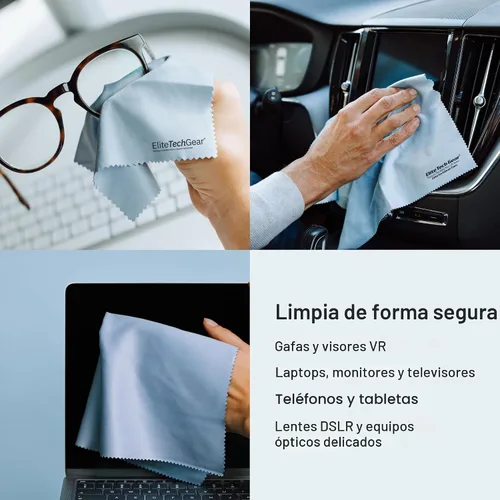 Miniatura 5 de Elite Screens - Paño de limpieza de microfibra, 12 x 12 pulgadas, paquete de 4, color azul, paño de limpieza de pantalla de gran tamaño, toallitas