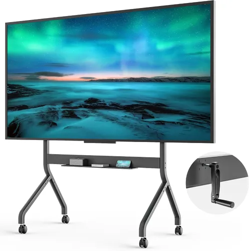 Miniatura 7 de FortiLift - Soporte de TV prémium para pantallas de 55 a 90 pulgadas de hasta 198 libras, carrito de TV rodante de clase empresarial con manivela