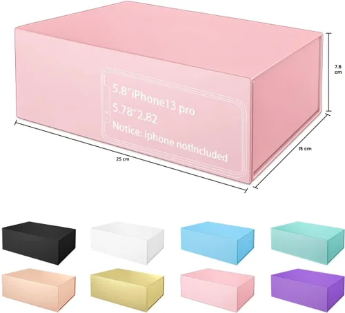 Miniatura 2 de Caja de regalo rosa de 10" x 6" x 3" con tapa de cierre magnético, caja de regalo para regalos, cajas de regalo de dama de honor, caja bonita, caja