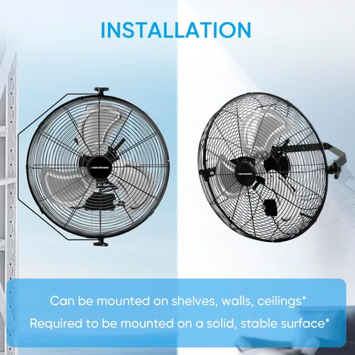 Miniatura 6 de KEN BROWN Ventilador industrial de montaje en pared de 18 pulgadas, ventilador de metal resistente de 4300 CFM, ventiladores oscilantes de alta