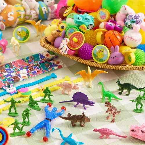 Miniatura 8 de JOYIN 200 huevos de Pascua precargados con juguetes surtidos y calcomanías en el interior, huevos de Pascua rellenos para niños, rellenos