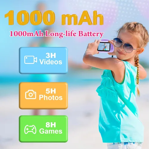 Miniatura 6 de Cámara de impresión instantánea para niños, cámara digital instantánea para niños de 3.5 pulgadas con fotos y videos HD de 1080P, regalos