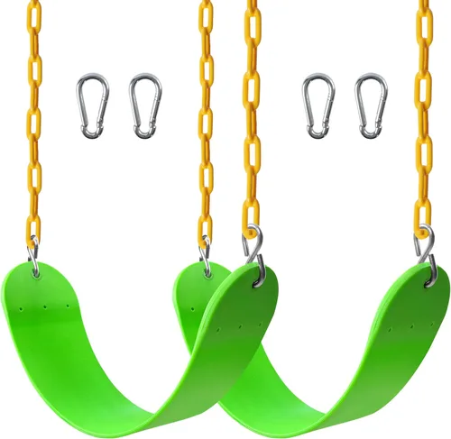 Miniatura 18 de Sunnyglade Juego de 2 columpios resistentes con cadena de 66 pulgadas, accesorios de repuesto con ganchos a presión, soporta 250 libras (2, verde)