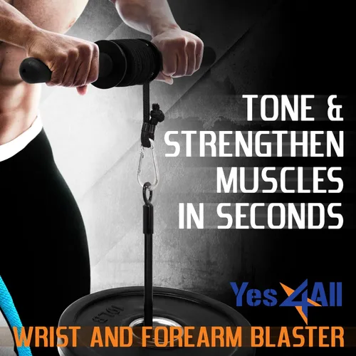 Miniatura 5 de Yes4All Wrist and Forearm Blaster, Build Massive Grip Strength & Muscles with Steel Wrist Roller & Forearm Roller, Heavy Duty Arm Blaster Fits 1" &
