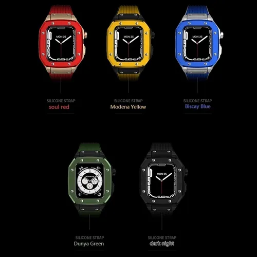 Miniatura 7 de Kit de modificación para iWatch Series 7 6 5 4 SE para Apple Watch Band Case de 1.732 in 1.772 in 1.654 in para Apple Watch Band de silicona + caja