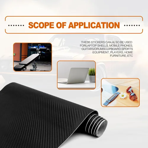 Miniatura 5 de Envoltura de vinilo de fibra de carbono mate 3D para coche, 12 x 60 pulgadas, clasificada para uso en exteriores en automóviles, incluye cuchilla