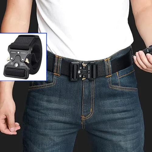 Miniatura 4 de AngelReally Quick Release Tactical Belt for Men, Military Style Nylon Web Belt Accessories with Quick-Release Waistband