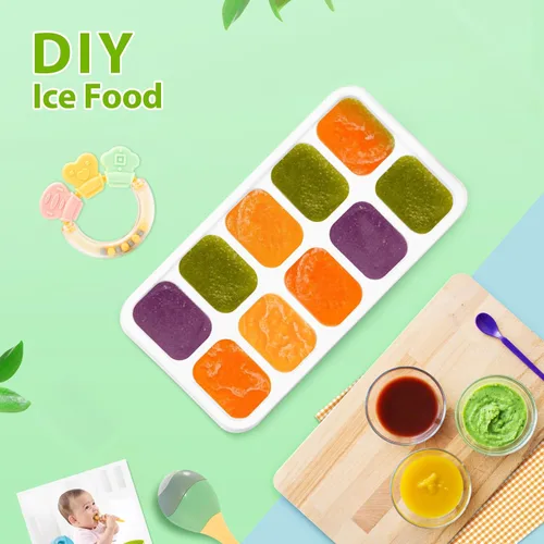 Miniatura 5 de DOQAUS Bandeja para cubitos de hielo con tapas, paquete de 2 bandejas de hielo apilables de silicona para congelador, seguro para BPA y LFGB, fácil