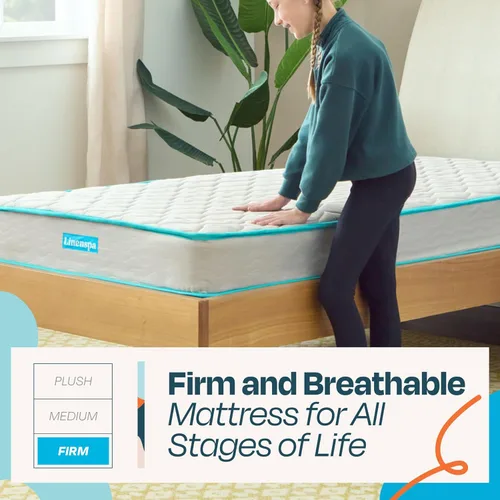Miniatura 4 de Linenspa Colchón de 6 pulgadas, tacto firme, resortes Bonnell con capa de espuma, colchón en una caja, cama para jóvenes o niños, dormitorio