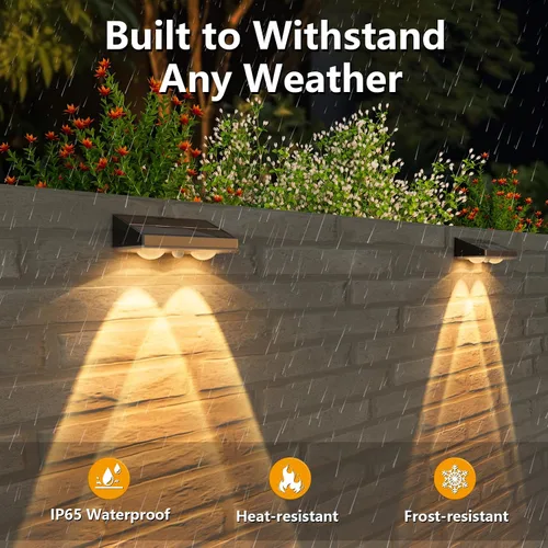 Miniatura 4 de NIORSUN - Luces solares para valla, paquete de 8 luces solares para terraza, color blanco cálido, bombilla impermeable para exteriores LED IP65