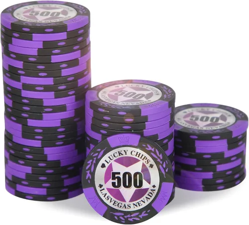 ORIENGEAR Fichas de póquer profesionales, 50 fichas de póquer de 0.49 oz compuestas con denominación clara, fichas numeradas para juegos de cartas