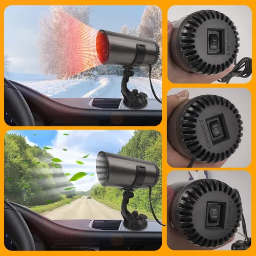 Miniatura 4 de Calentador de automóvil, descongelador portátil de 12 V 150 W, ventilador de calefacción o enfriamiento rápido 2 en 1, enchufe al encendedor