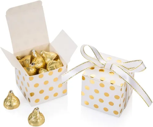 Miniatura 13 de AWELL Caja de dulces de regalo rosa a granel de 2 x 2 x 2 pulgadas con cinta rosa caja de favor de fiesta, paquete de 50 Caja rosa con cinta rosa