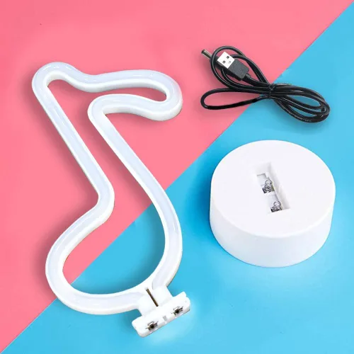 Miniatura 5 de GUOCHENG Letrero de neón con forma de notas musicales, luz nocturna LED de neón con batería y alimentada por USB, lámparas de iluminación creativas