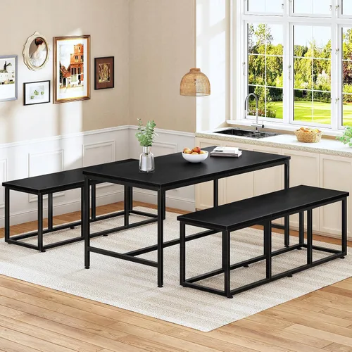 Miniatura 2 de HOOBRO Banco de comedor, banco de mesa de comedor de 47.2 pulgadas, banco de cocina de estilo industrial, marco de acero, fácil de montar