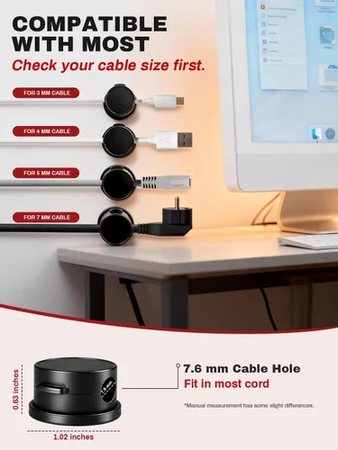 Miniatura 5 de Paquete de 10 soportes magnéticos giratorios con caja, clips giratorios de 360° para mesita de noche, con adhesivo fuerte sin residuos