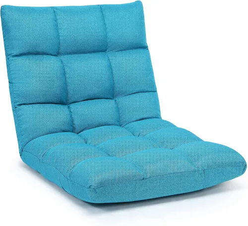 Miniatura 13 de Giantex Sofá ajustable para juegos de piso, acolchado de 14 posiciones, plegable, reclinable perezoso, esponja de alta resistencia, tela de algodón